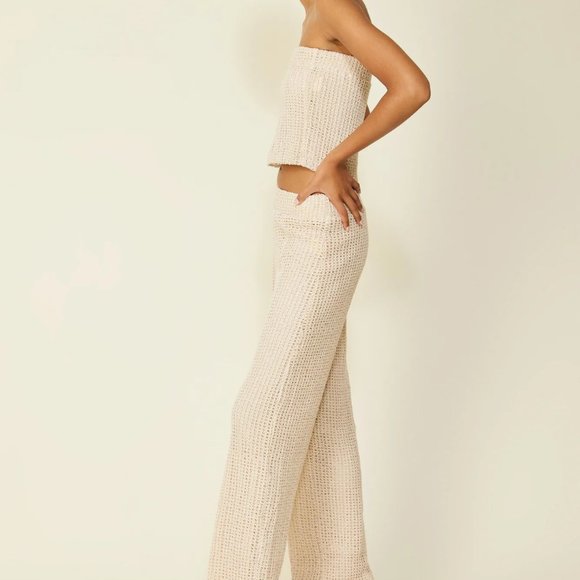 Line & Dot Paraiso Crochet Top Sz XS Resort Collection NWT Almond - Picture 2 of 6